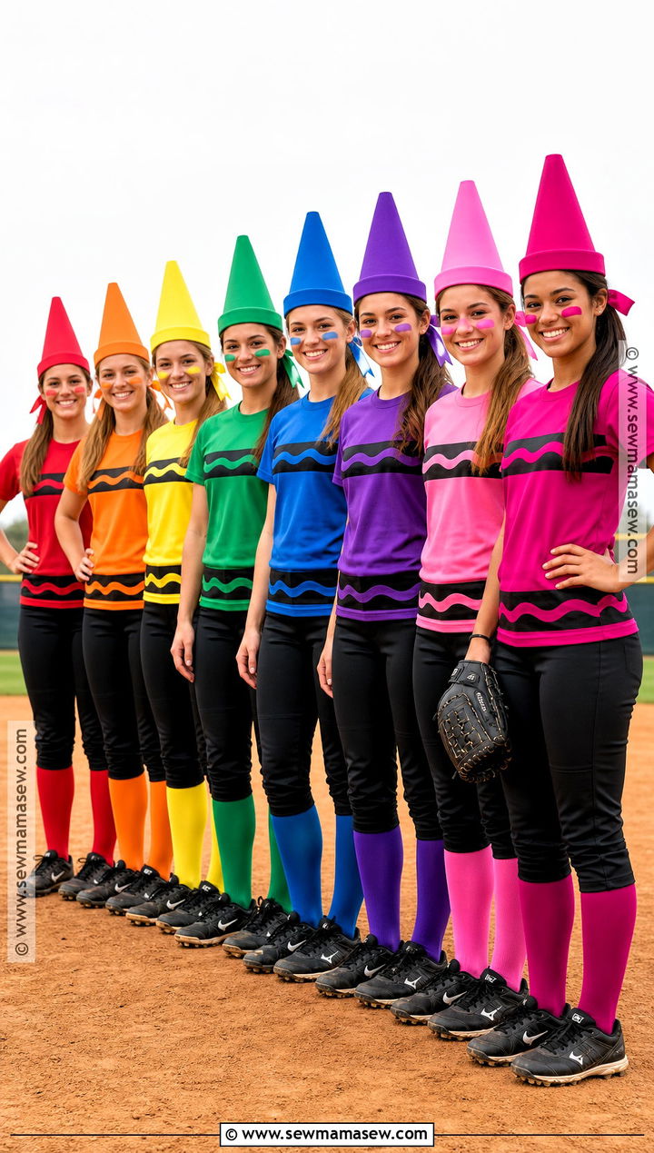 Crayon Box Softball Team Costume - 30 softball halloween costumes