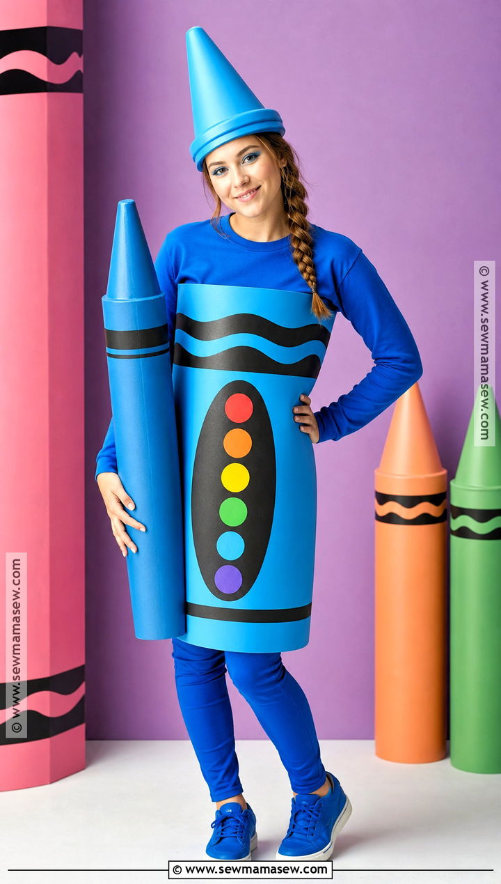 Crayon Costume With Matching Hat - 40 halloween costumes last minute