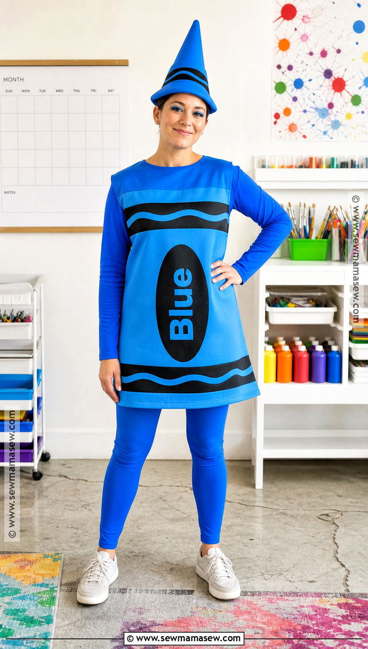Crayon Costume With Solid Color Clothes - 30 Low Budget Halloween Costumes