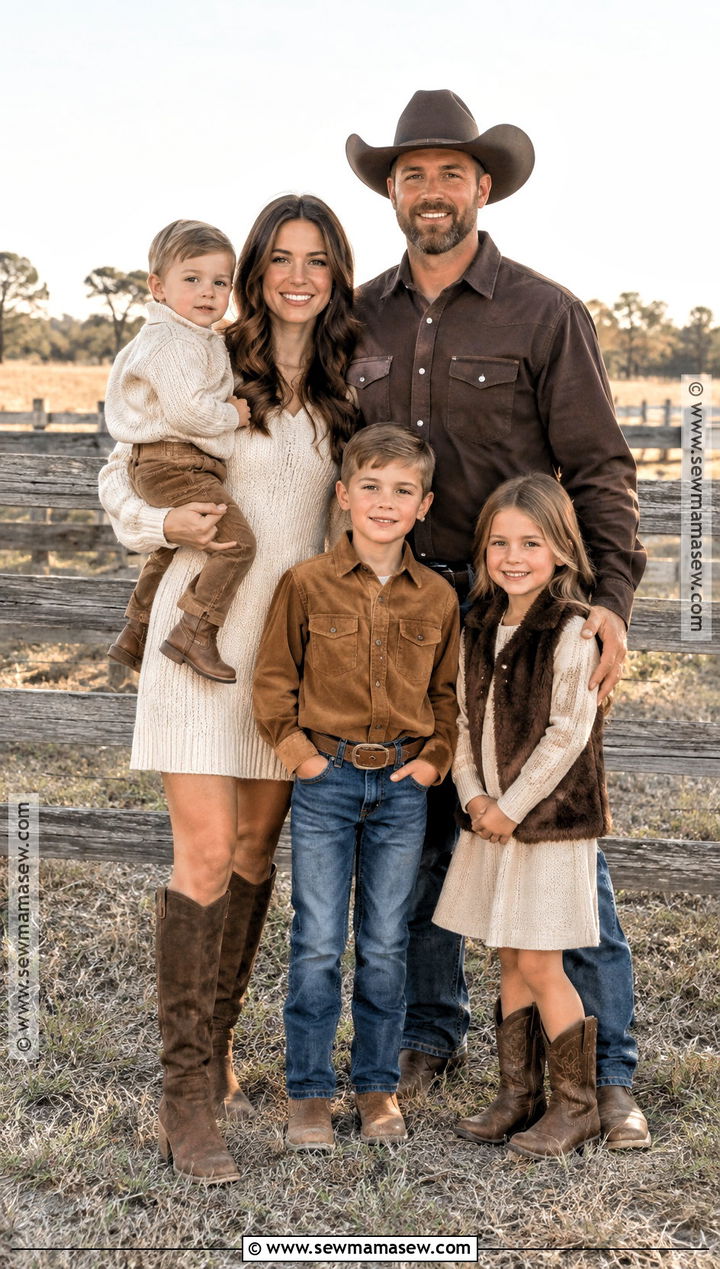 Cream And Brown Western Family Outfit - 20 fall family pictures outfits western