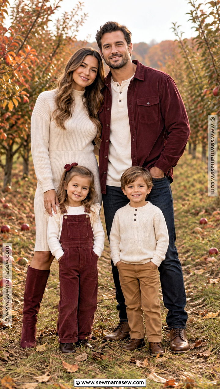 Cream And Burgundy Fall Family Photo Outfits - 15 Fall Family Photos Outfit Ideas
