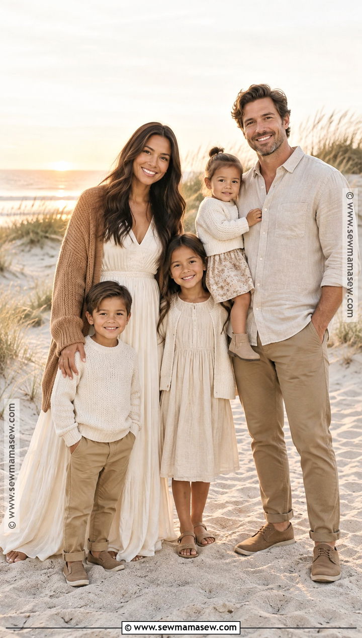 Cream And Camel Fall Beach Family Outfit - 20 fall family beach pictures outfits