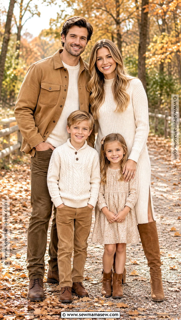 Cream And Camel Fall Family Photo Outfit - 20 fall outfit photoshoot family pics ideas