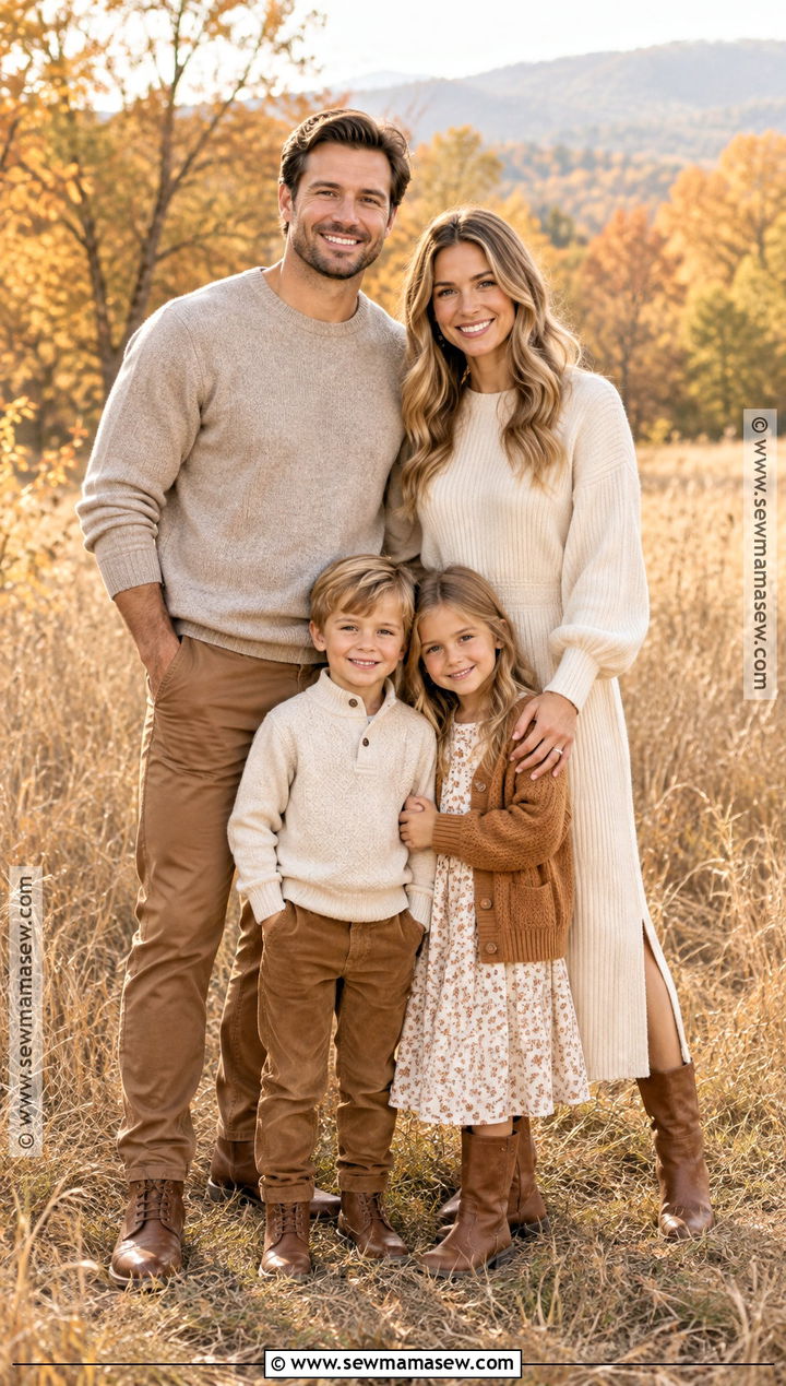 Cream And Camel Fall Family Photo Outfit - 20 simple fall family photo outfits
