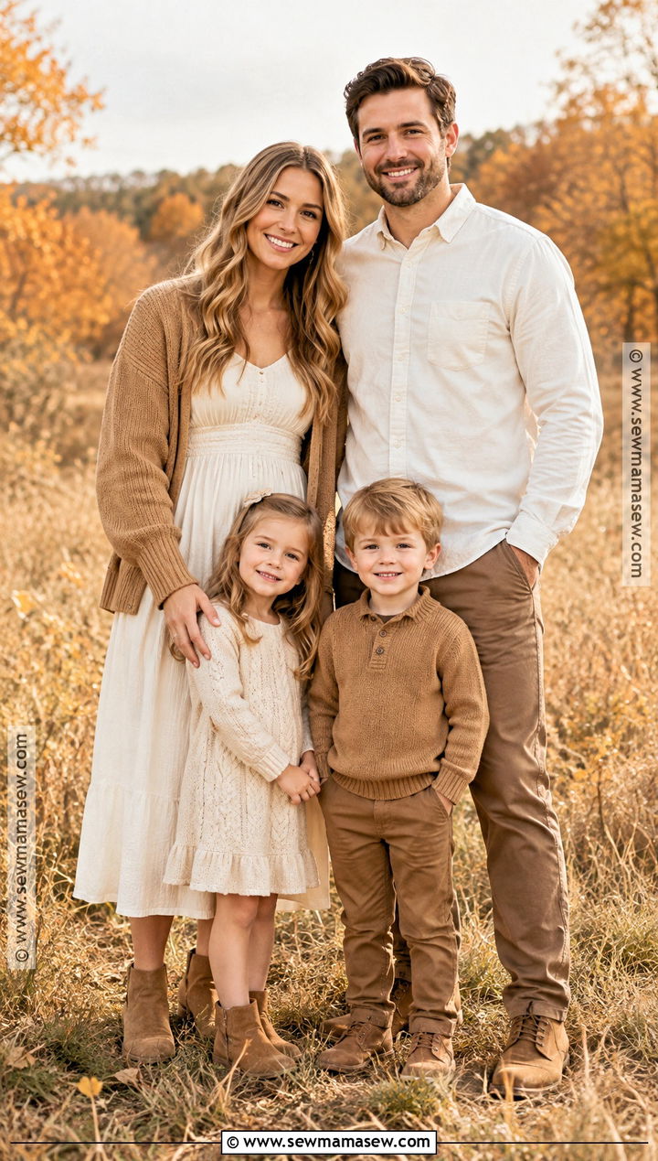 Cream And Camel Fall Family Photo Outfits - 15 fall family photo style guide ideas