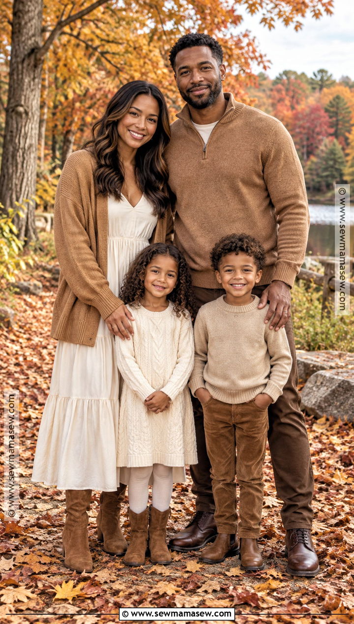 Cream And Camel Fall Family Photo Outfits - 20 cute fall family photo outfits