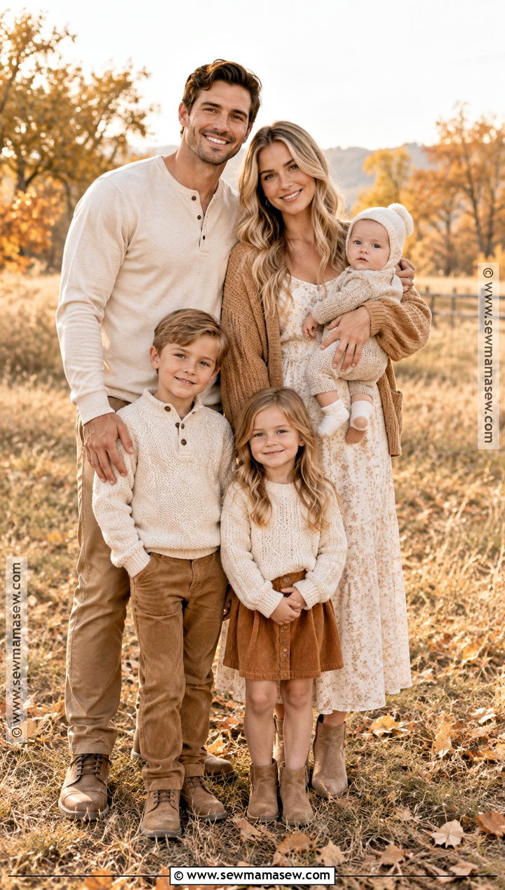 Cream And Camel Fall Family Photo Outfits - 20 outdoor family photo outfits fall