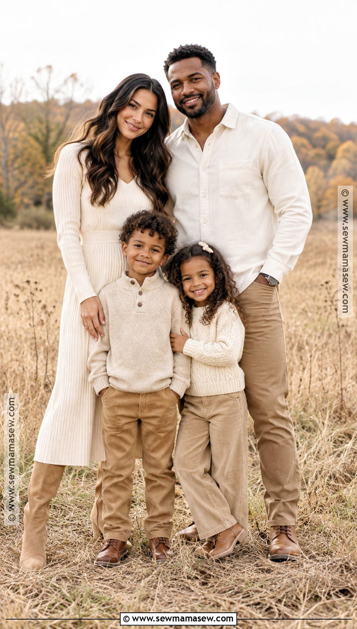 Cream And Camel Fall Family Photo Outfits - 15 Fall Family Photos Outfit Ideas