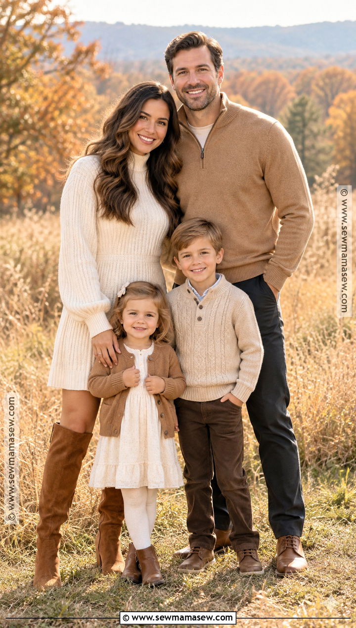 Cream And Camel Fall Family Photo Outfits - 15 fall family photos outfits 2026