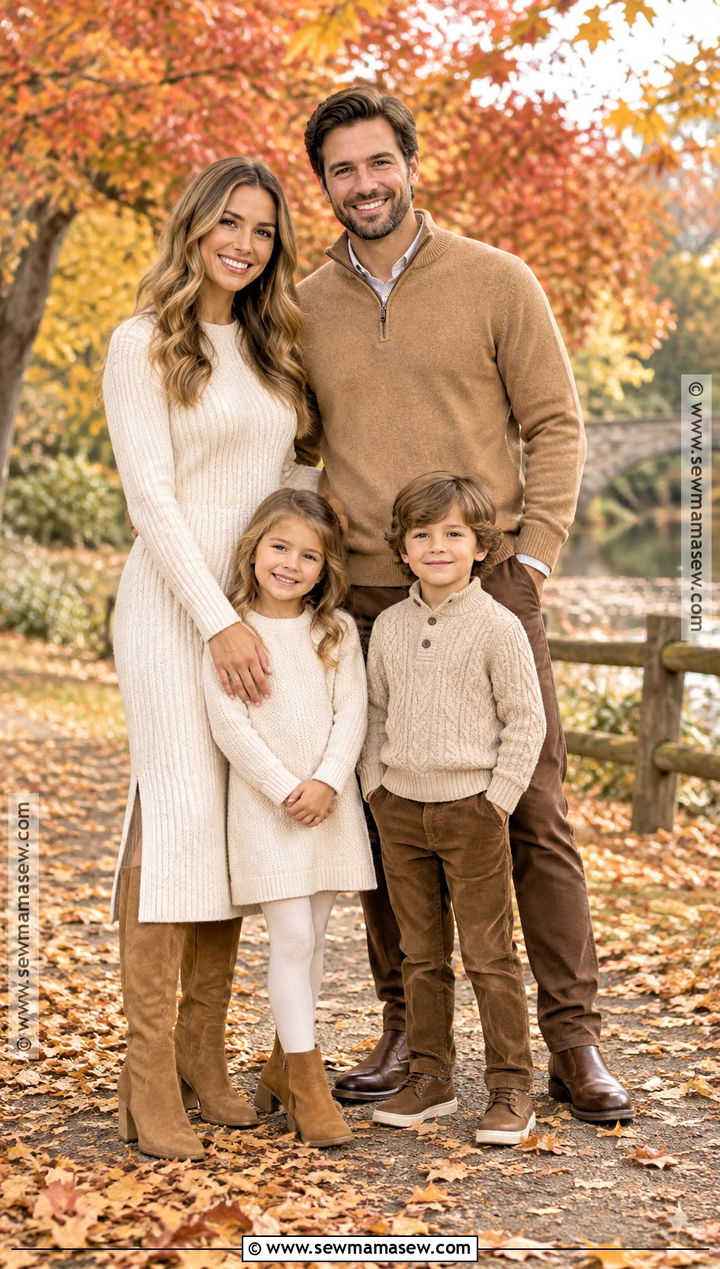 Cream And Camel Fall Family Photo Outfits - 15 fall outdoor family photo outfit ideas