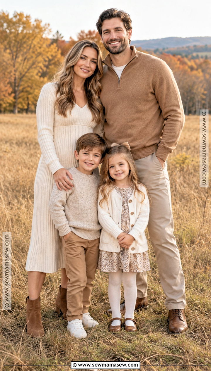 Cream And Camel Fall Family Photoshoot Outfit - 20 fall family photoshoot outfits