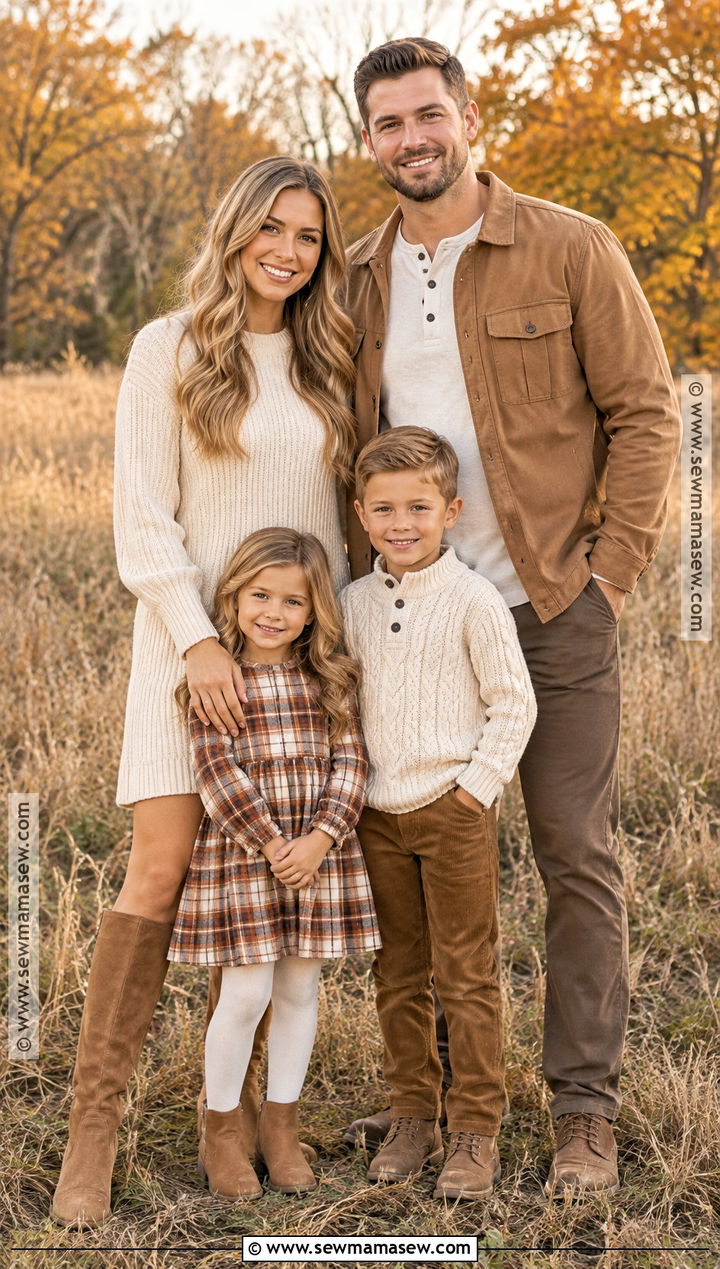 Cream And Camel Fall Family Picture Outfits - 15 fall family pictures outfits 4 people