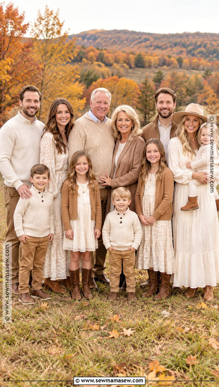 Cream And Camel Fall Family Picture Outfits - 15 fall large family pictures outfits