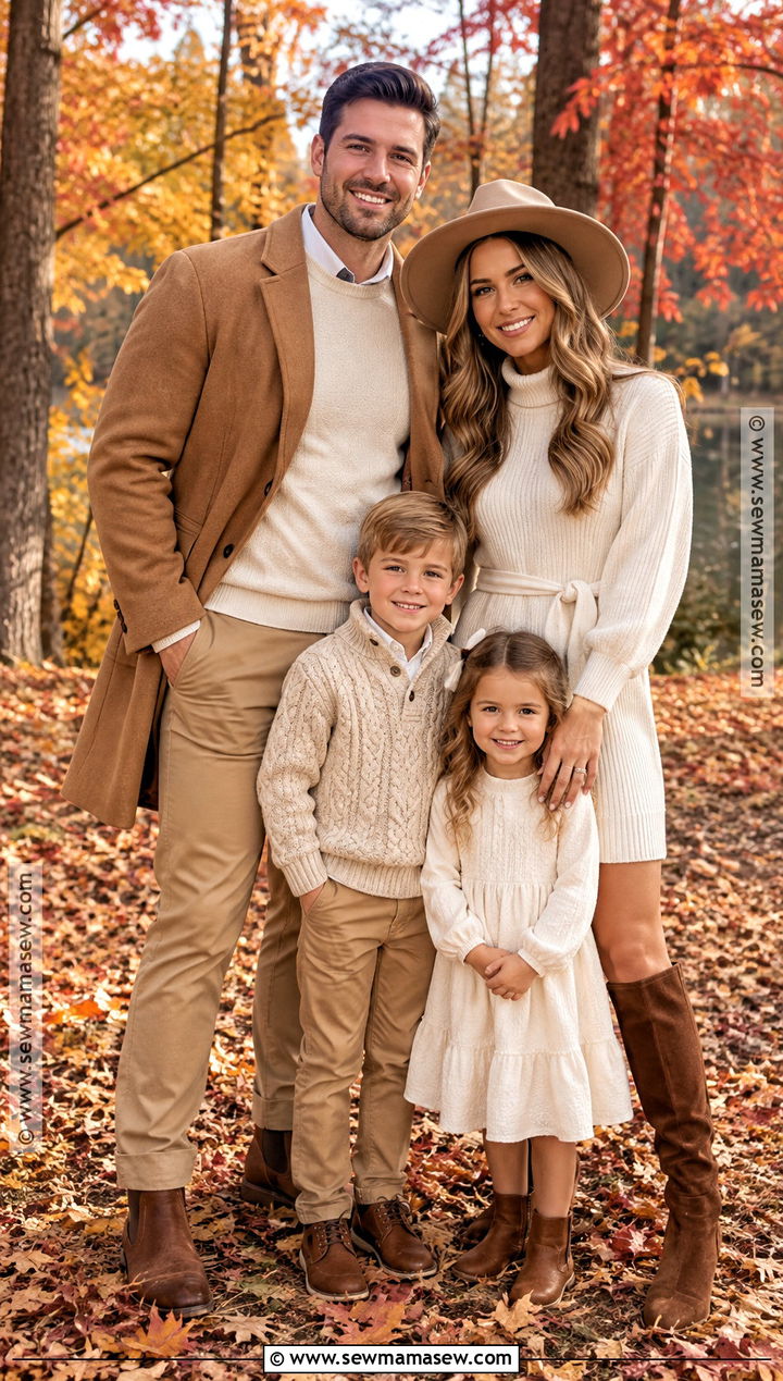 Cream And Camel Fall Family Picture Outfits - 15 Family Pictures Matching Outfits Fall