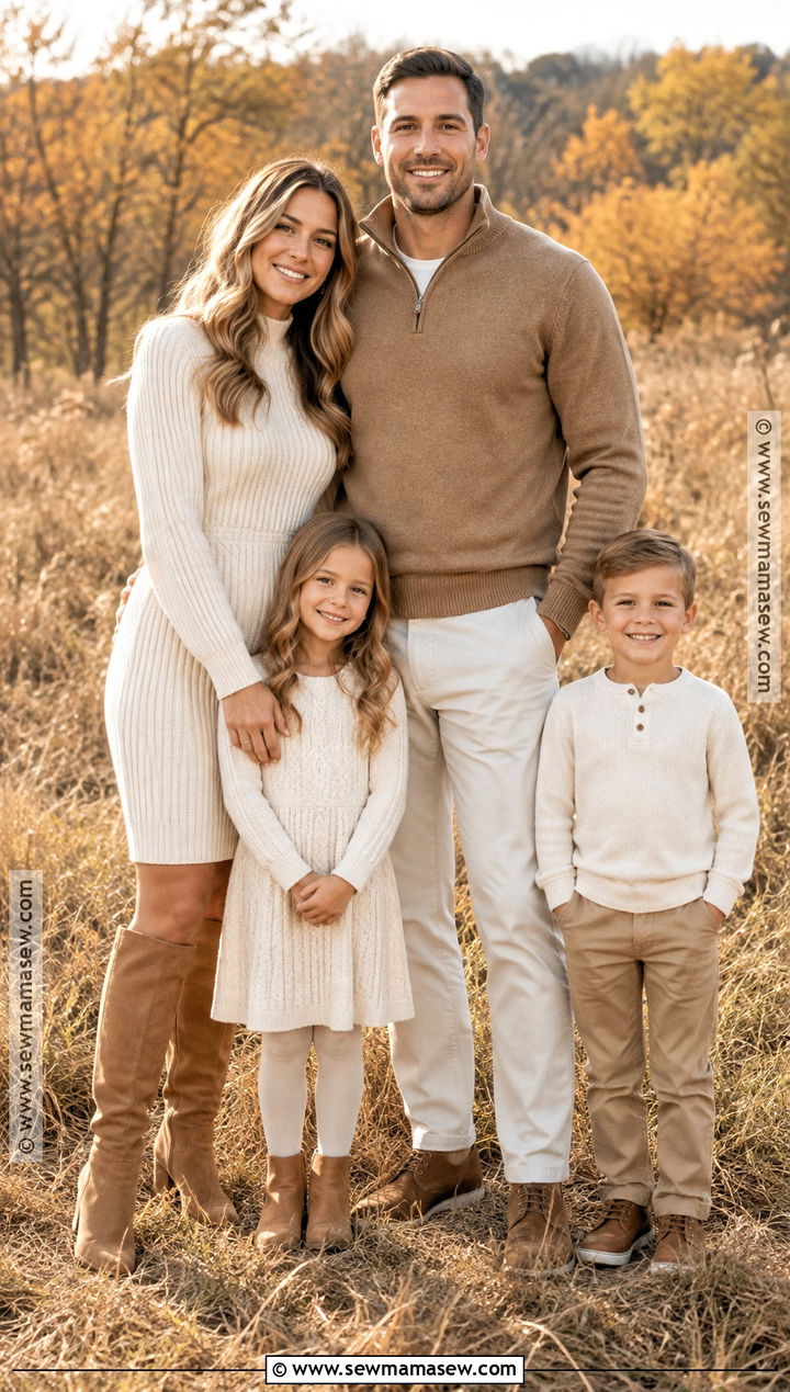 Cream And Camel Fall Family Picture Outfits - 20 Neutral Family Picture Outfits Fall