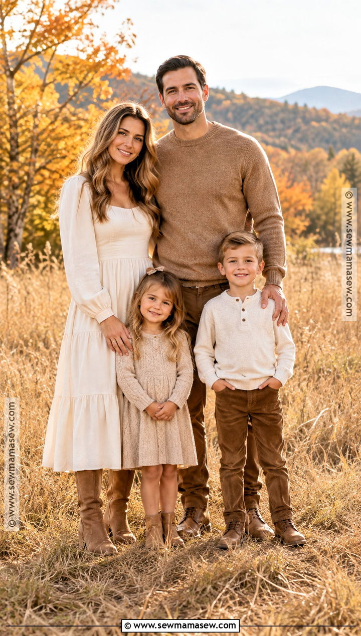 Cream And Camel Fall Family Portrait Outfit - 20 fall portrait outfits for family
