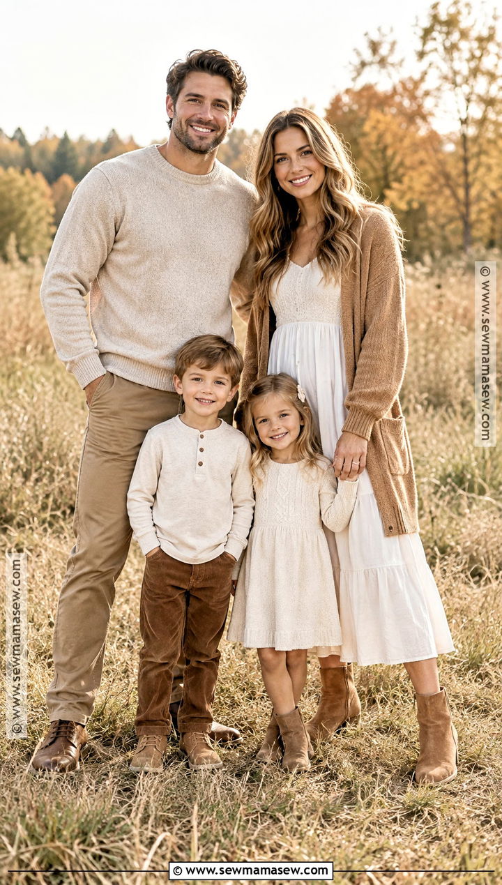 Cream And Camel Fall Family Session Outfit - 15 fall session outfits for family