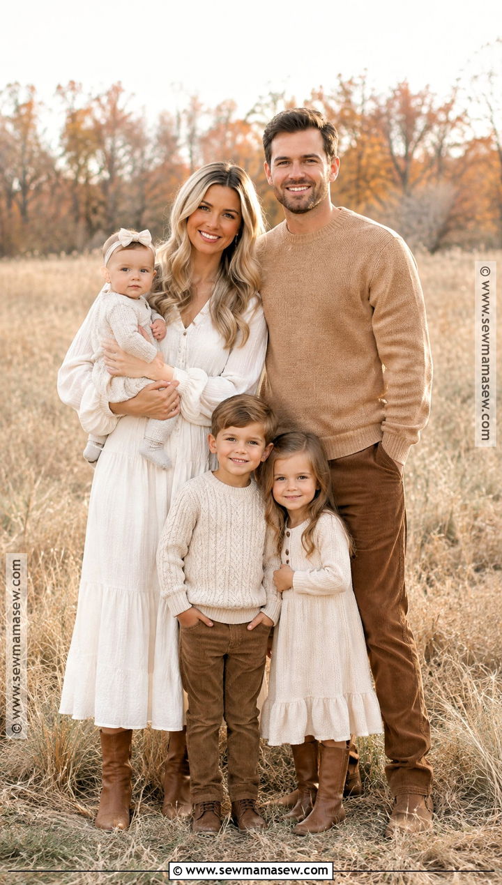 Cream And Camel Family Fall Photoshoot Outfit - 25 family fall photoshoot outfits