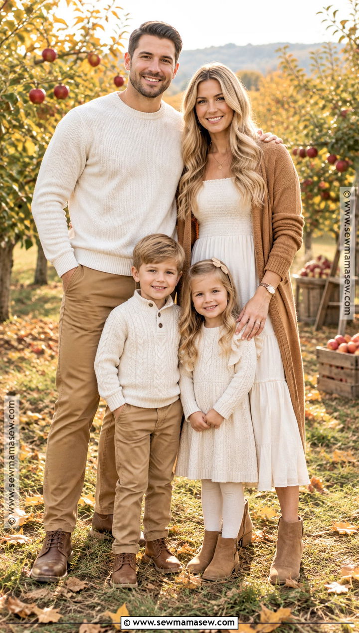 Cream And Camel Family Fall Picture Outfits - 15 cute family fall picture outfits