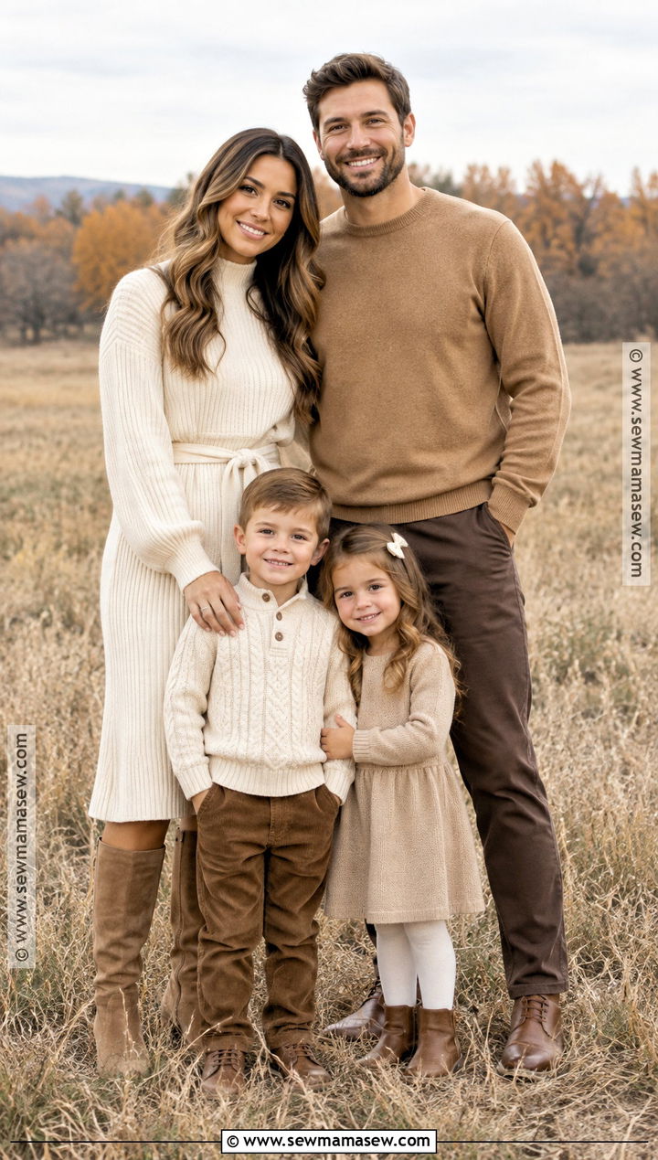 Cream And Camel Family Photo Outfits - 20 fall winter family photo outfits