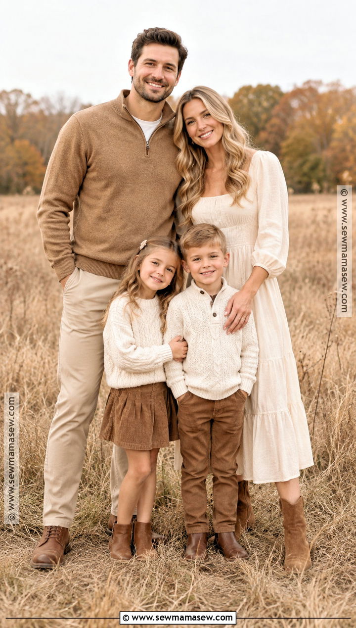 Cream And Camel Family Photoshoot Outfit - 25 Fall Photoshoot Outfits for Family