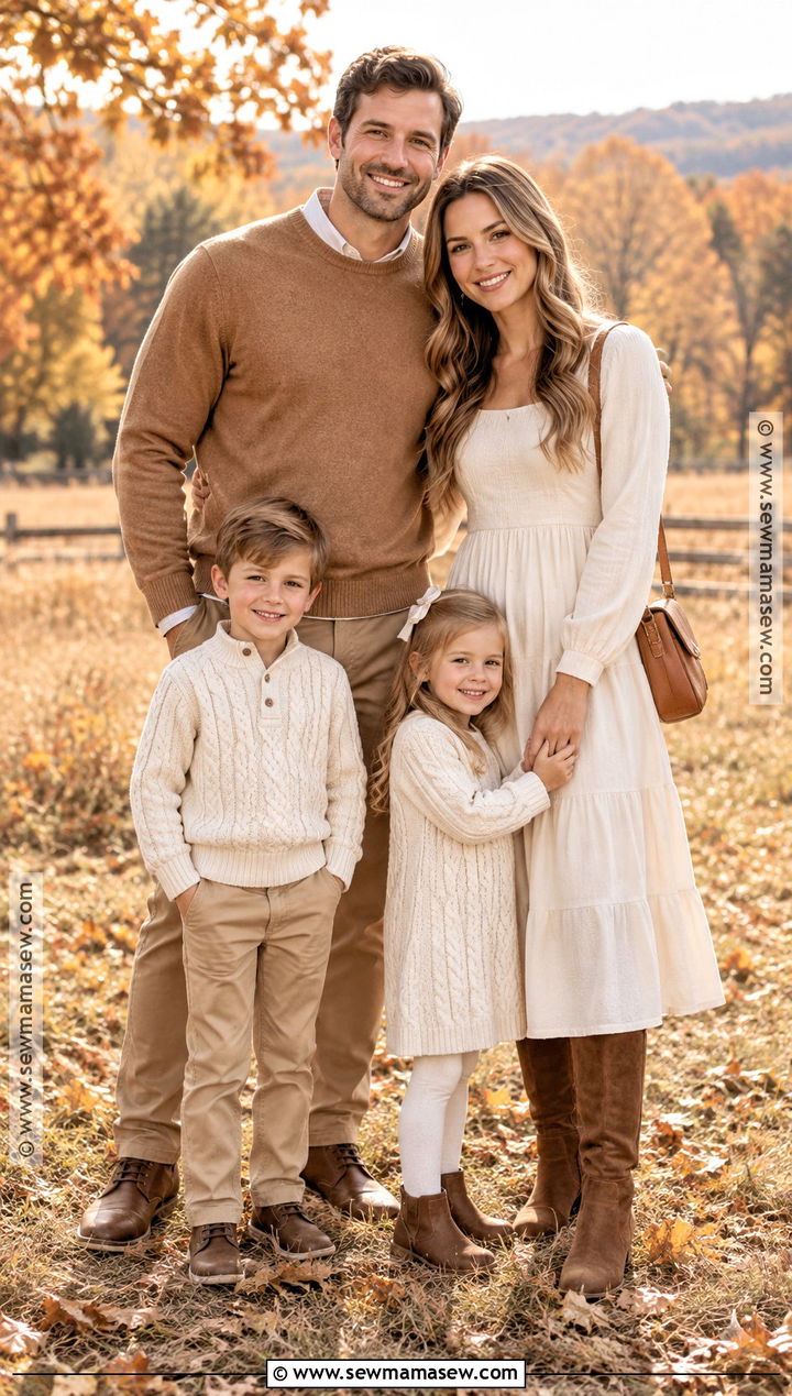 Cream And Camel Family Portrait Outfit - 20 Fall Family Portraits Outfits