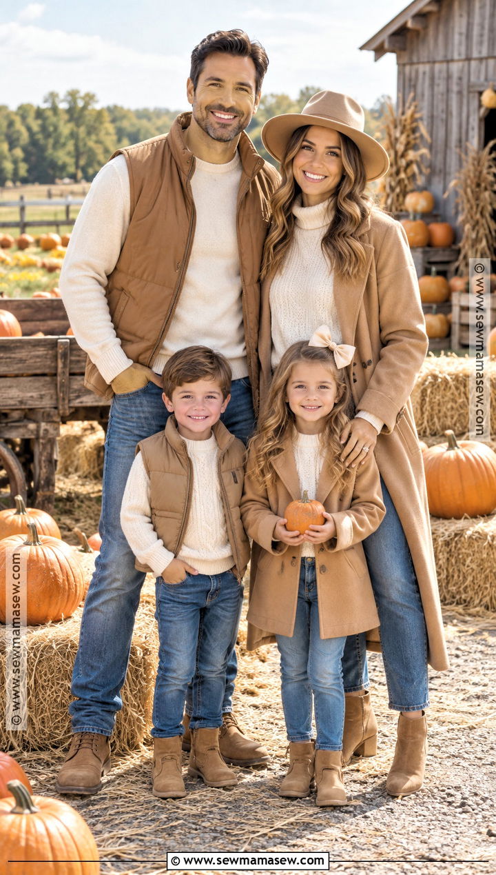 Cream And Camel Family Pumpkin Patch Outfit - 20 pumpkin patch outfit ideas for family