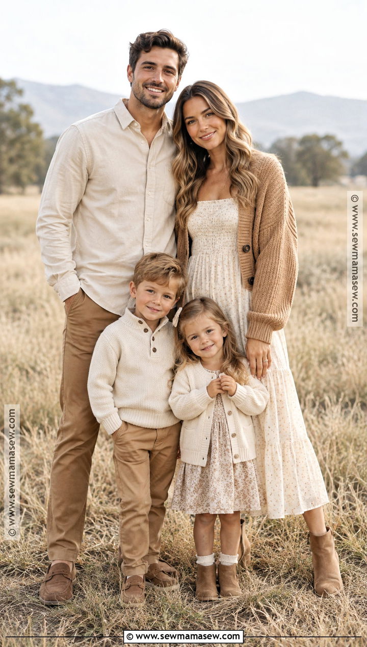 Cream And Camel September Family Photo Outfits - 20 family photo outfits september