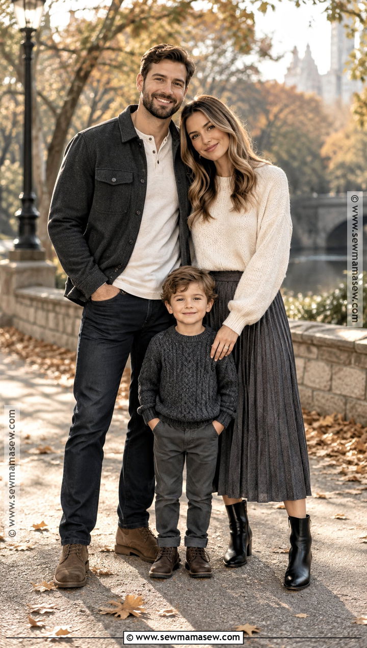 Cream And Charcoal Fall Family Of 3 Photo Outfit - 20 fall family of 3 photo outfits