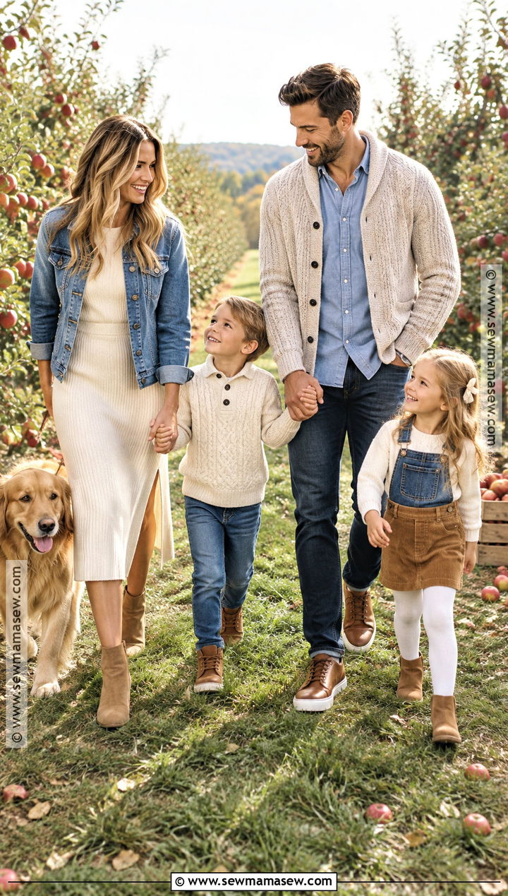 Cream And Denim Fall Family Photo Outfits - 15 family photo outfit inspo fall ideas