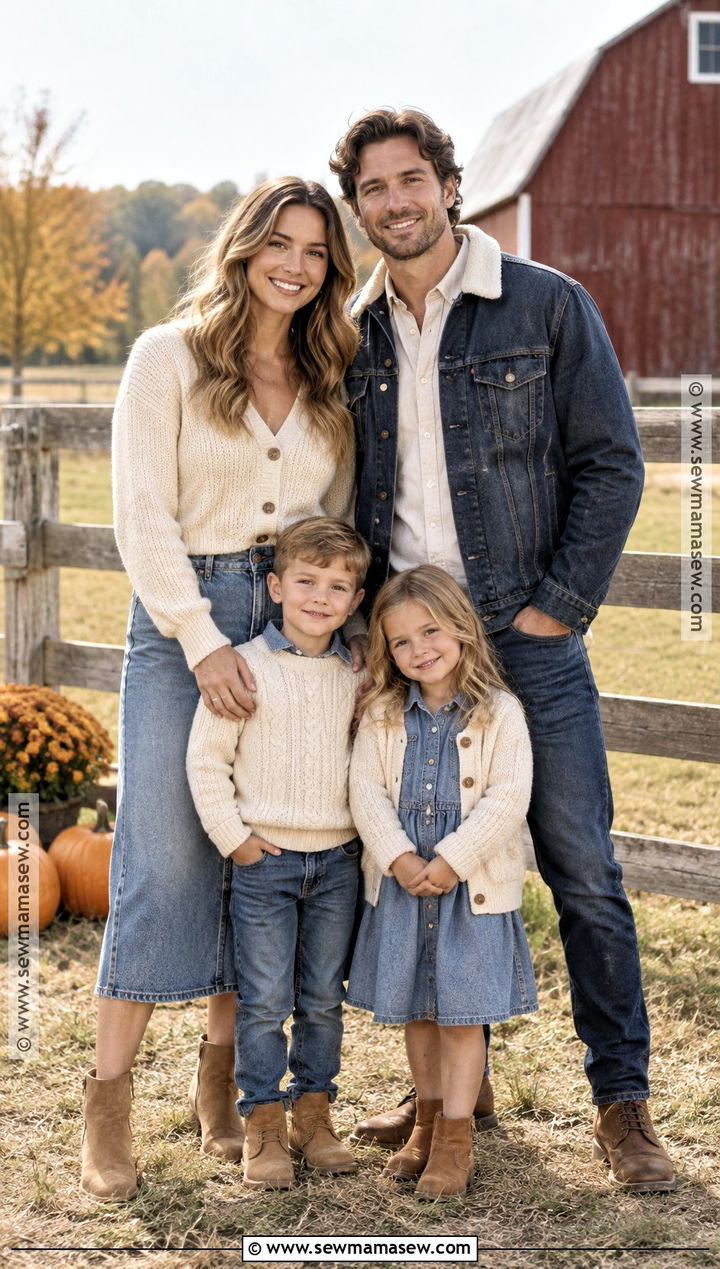 Cream And Denim Family Photo Outfit - 15 cream fall outfit family photos ideas