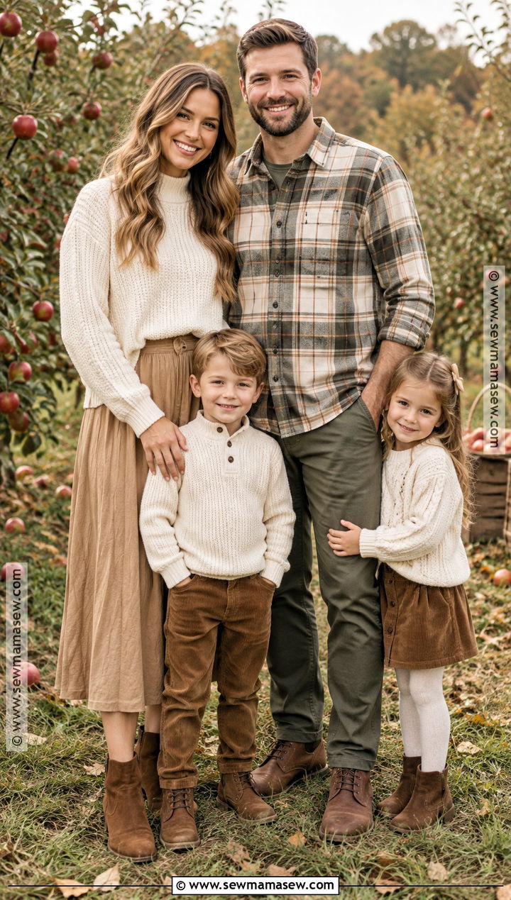 Cream And Plaid Family Photo Outfit - 15 cream fall outfit family photos ideas
