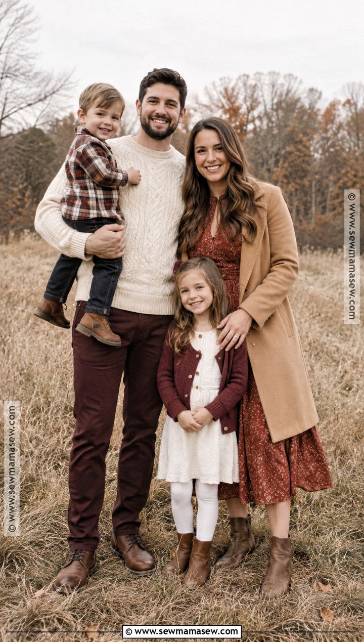 Cream And Red Family Photoshoot Outfit - 25 Fall Photoshoot Outfits for Family