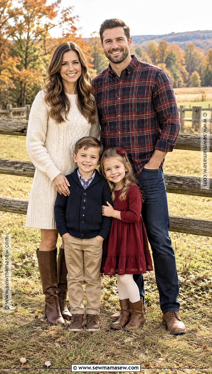 Cream And Red Plaid Family Portrait Outfit - 20 Fall Family Portraits Outfits