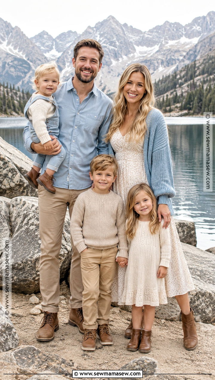Cream And Soft Blue Mountain Family Photo Outfits - 15 family photo outfits fall mountains