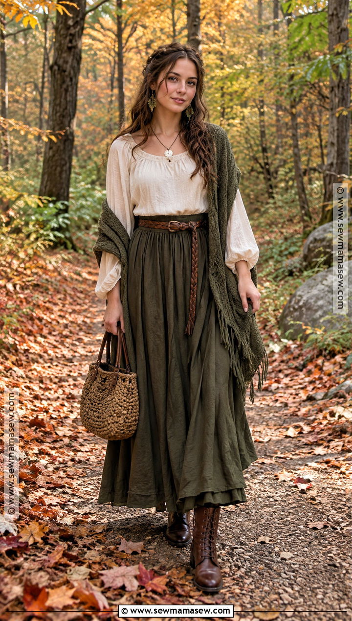 Cream Blouse Woodland Witch Outfit - 15 autumn witch aesthetic outfit ideas