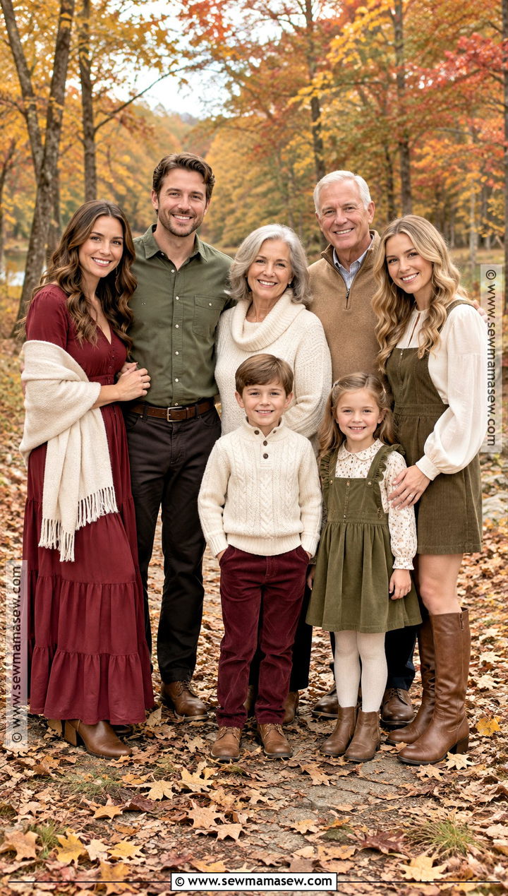 Cream Burgundy And Olive Family Fall Picture Outfit - 25 family fall pictures outfits