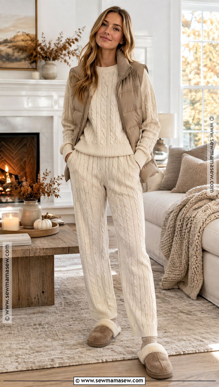 Cream Cable Knit Fall Pyjamas - 20 fall pyjamas ideas