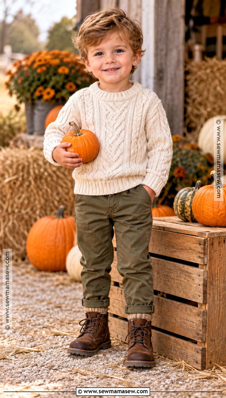 Cream Cable Knit Sweater Pumpkin Patch Toddler Outfit - 20 Pumpkin Patch Toddler Outfit Ideas for Boys