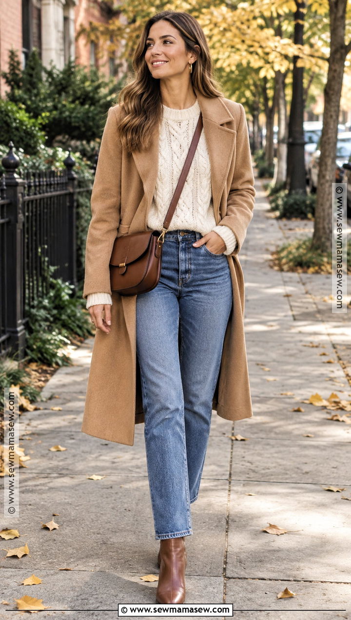 Cream Cable Knit Sweater With Straight Leg Jeans - 15 cable knit sweater fall style ideas