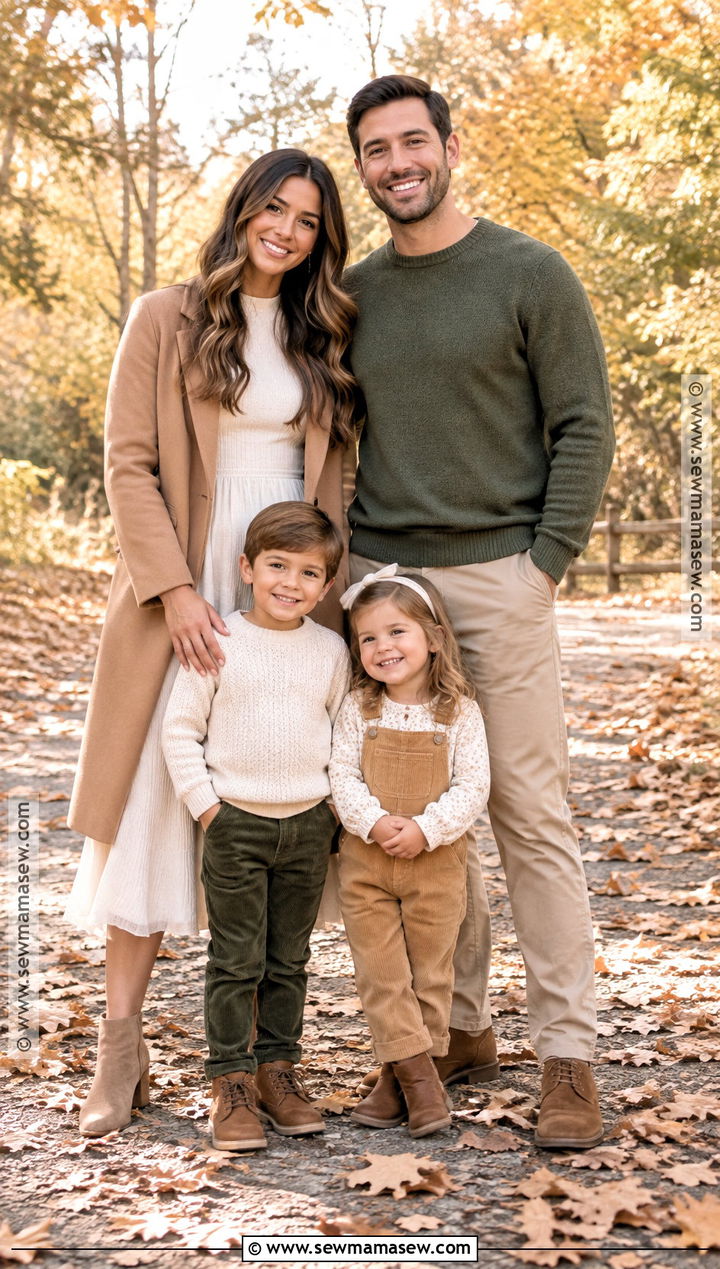 Cream Camel and Olive Fall Family Picture Outfit - 20 fall color family picture outfits