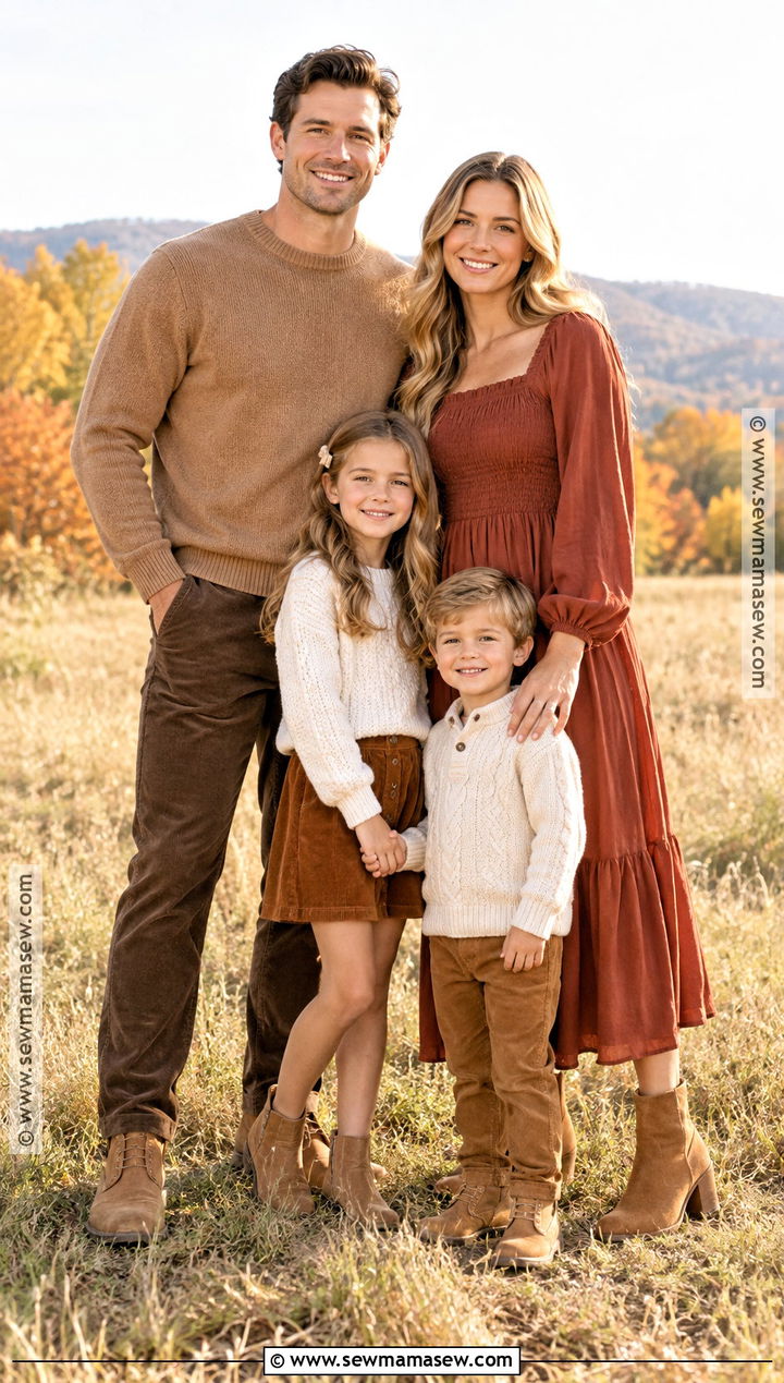 Cream Camel and Rust Fall Family Outfits - 25 fall family outfits