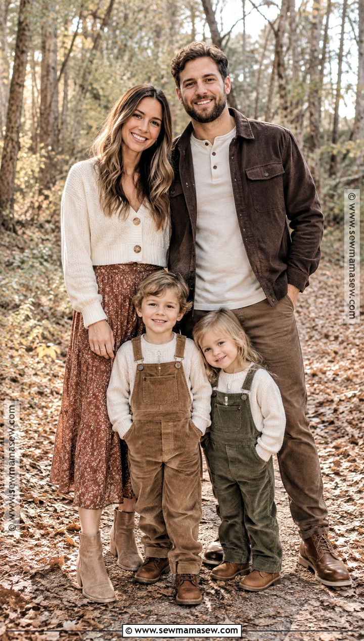 Cream Cardigan And Corduroy Family Photo Outfit - 15 cream fall outfit family photos ideas