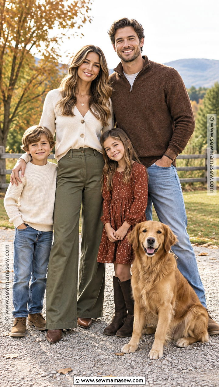 Cream Cardigan And Wide Leg Pants Fall Picture Outfit - 15 fall family pictures outfits for moms
