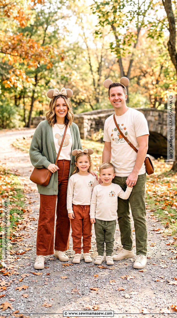 Cream Disney Fall Shirt And Corduroy Pants Outfit - 15 disney october family shirts