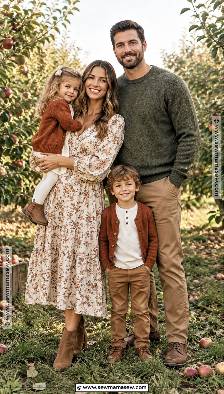 Cream Floral Dress Fall Family Photo Outfit - 25 fall family photos outfits