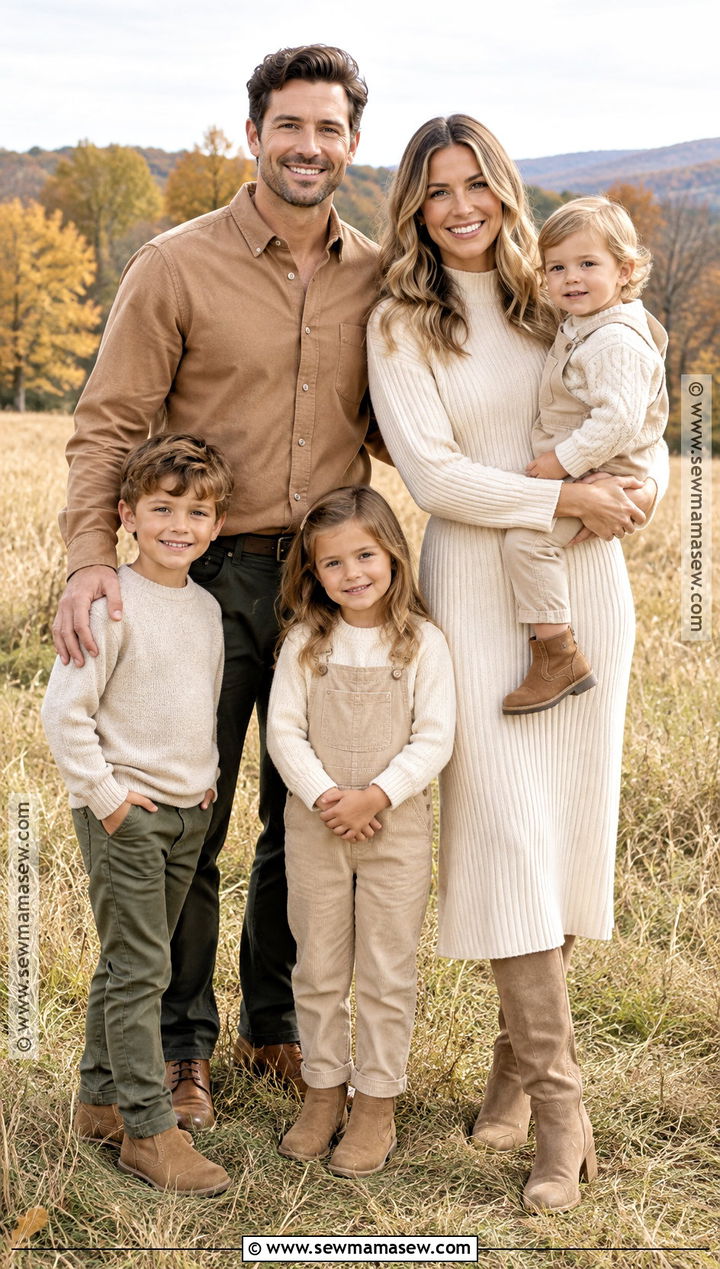 Cream Knit Dress Family Photo Outfit - 15 cream fall outfit family photos ideas