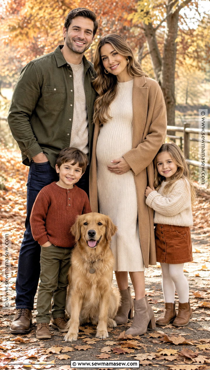 Cream Maternity Sweater Dress Fall Family Outfit - 15 fall family pictures outfits pregnant