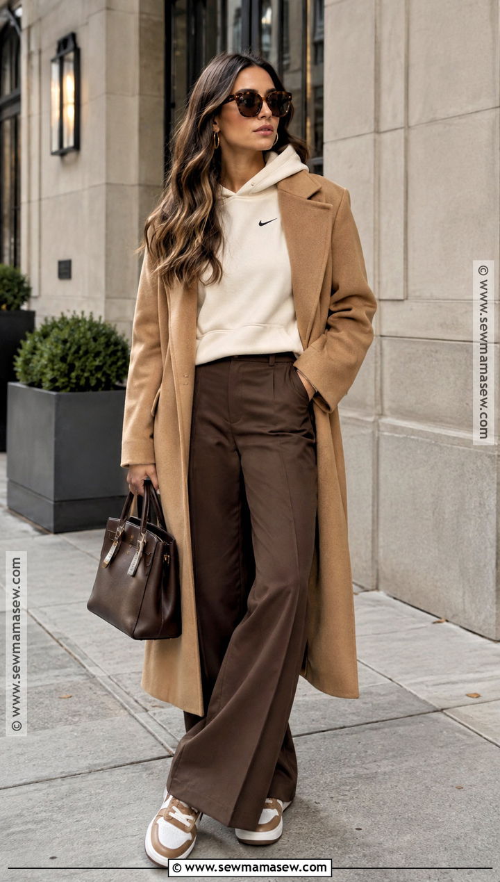 Cream Nike Hoodie With Brown Trousers - 15 nike hoodie fall fashion ideas
