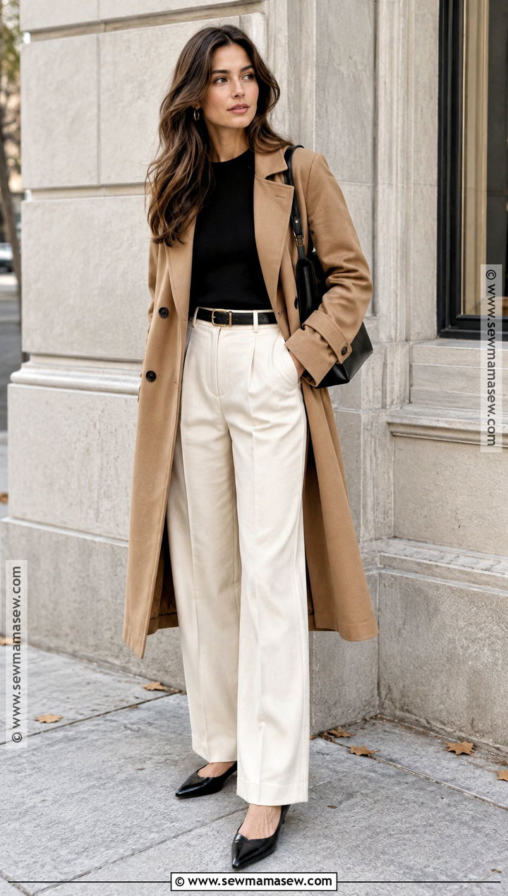 Cream Pants With Black Knit Top - 20 autumn pants